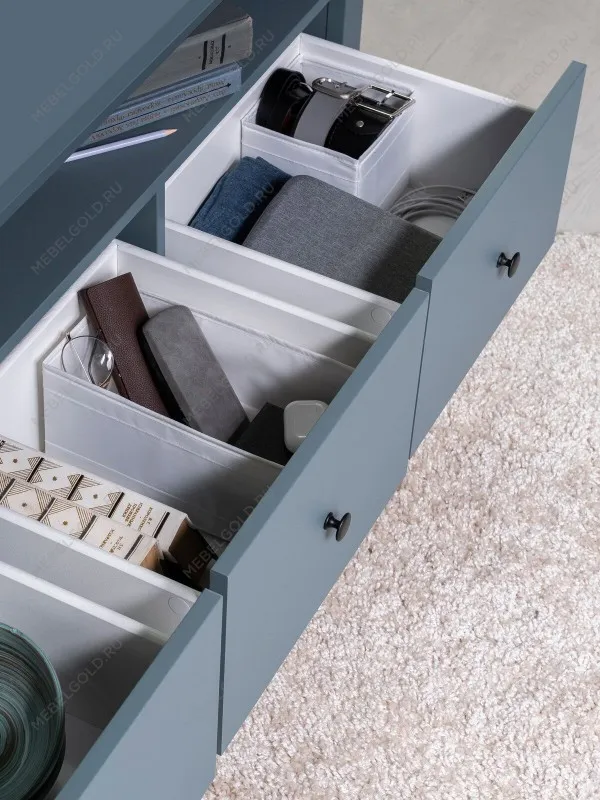 Тумба ТВ Сага, 3 ящика, 131х42х63 см, темно-бирюзовая | изображение 3