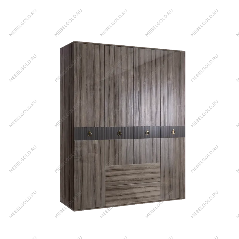 Шкаф 4-х дверный с ящиками Римини СОЛО (Орех империя/Золото) РМШ2/41(s)