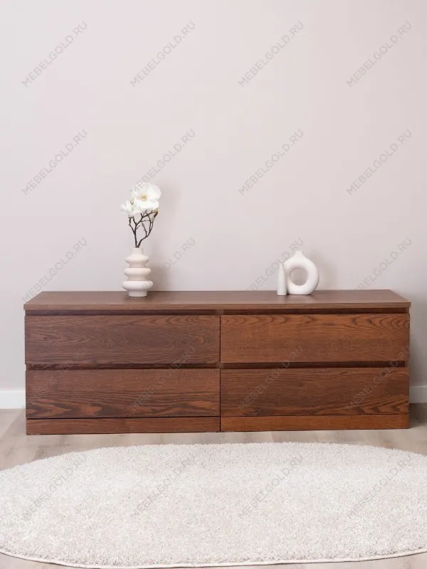 Комод Варма Прайм, 4 ящика, горизонтальный, 160х54х48 см, шпон натурального дерева, ясень коричневый | изображение 8