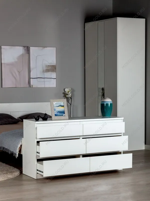 Комод Кастор, 6 ящиков, 129х40х71 см, белый | изображение 2