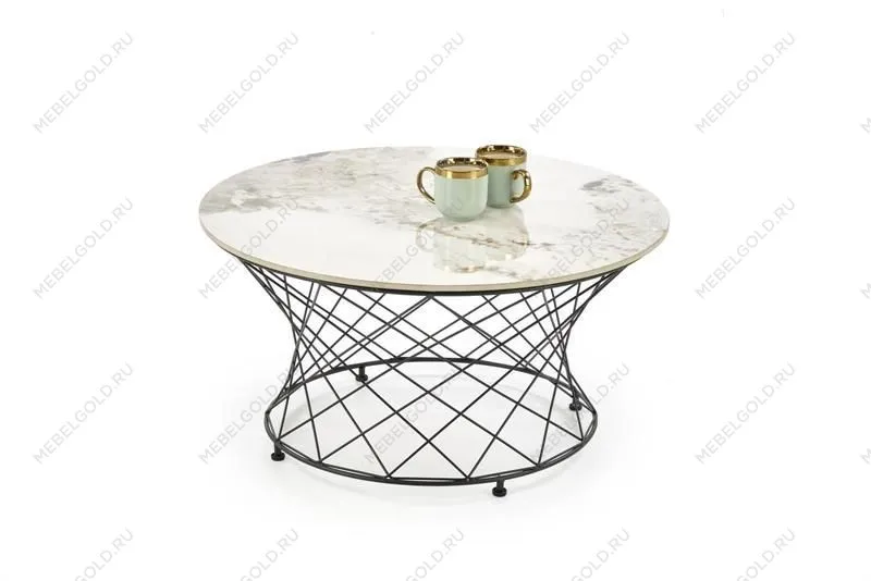 Стол журнальный Halmar ALESSIA (бежевый мрамор/черный)