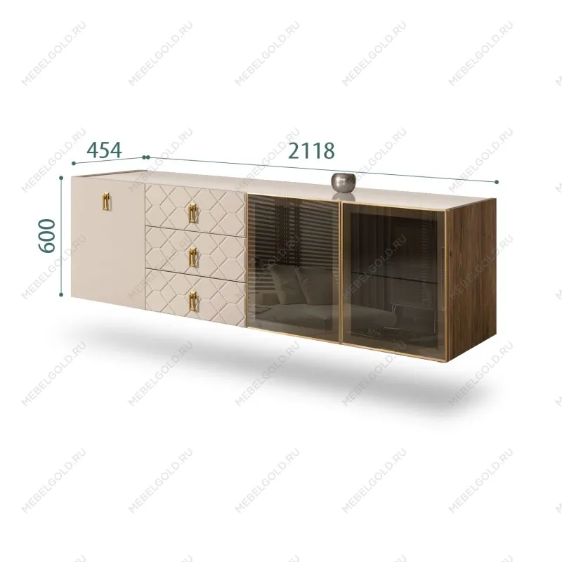 Комод 2.1м Bogemia Woodline Fly Fa (Ваниль) (Lakobel/Золото) БМКМ-5[5][10]