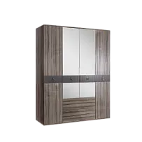 Шкаф 4-х дверный с зеркалом, с ящиками Римини СОЛО (Орех империя/Золото) РМШ1/41(s)