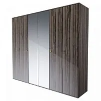 Шкаф 6-ти дверный с зеркалом Римини (Орех империя/Золото) РМШ1/6