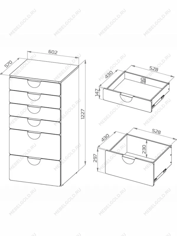 Комод Пикси, 6 ящиков 60x57x120, мечтательный пион | изображение 9