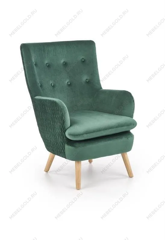 Кресло Halmar RAVEL (темно-зеленый/натуральный)
