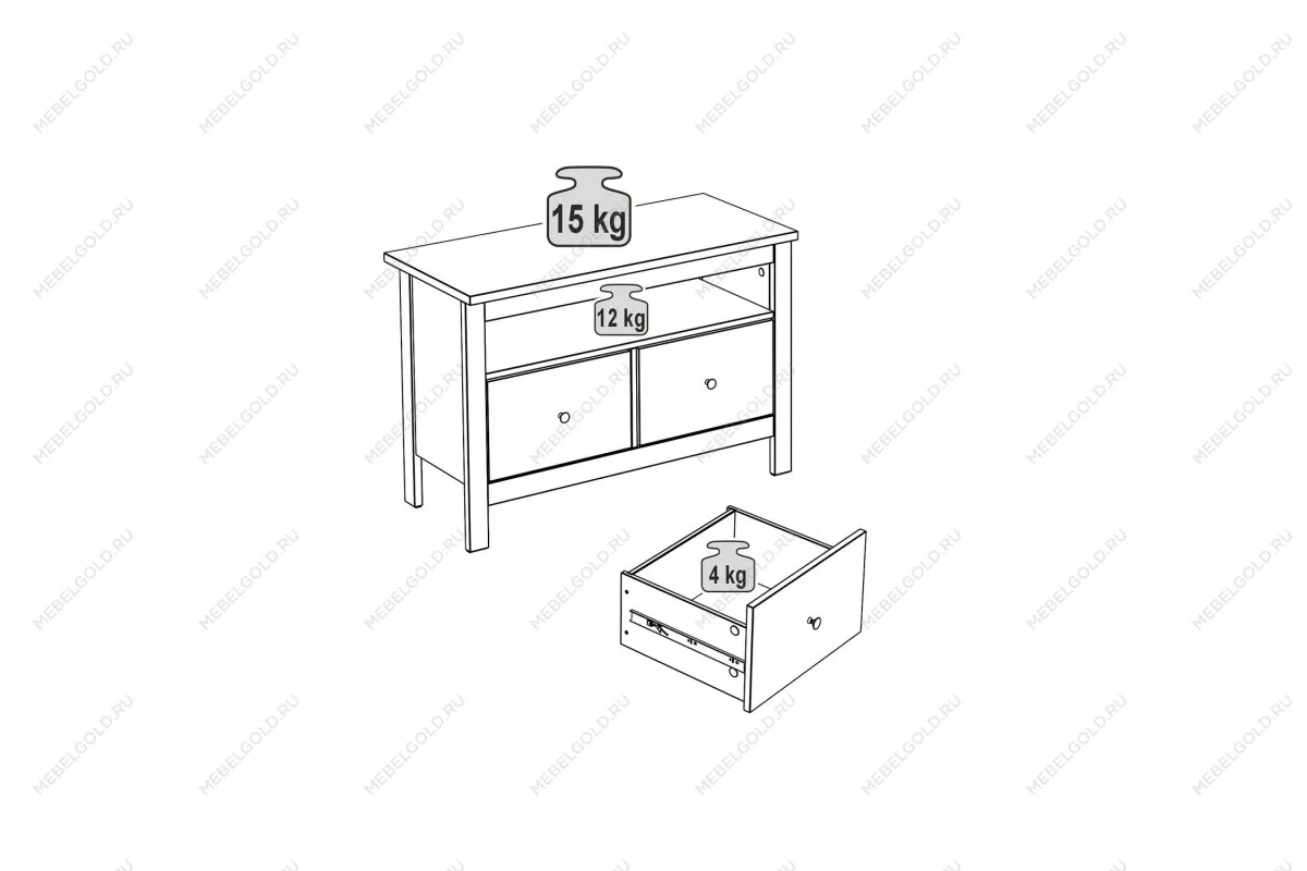 Тумба Сага, 2 ящика, 91х42х63 см, кашемир/ясень | изображение 3