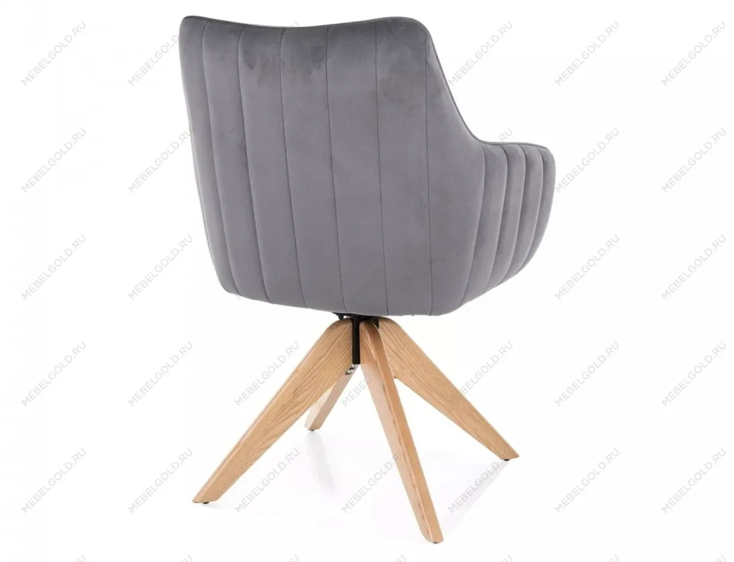 Стул кухонный Signal AZALIA D Velvet Bluvel 14 поворотный (серый/дуб) | изображение 4