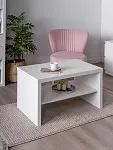 Стол журнальный Энкель, с полкой, 82x50x45 см, белый | изображение 1