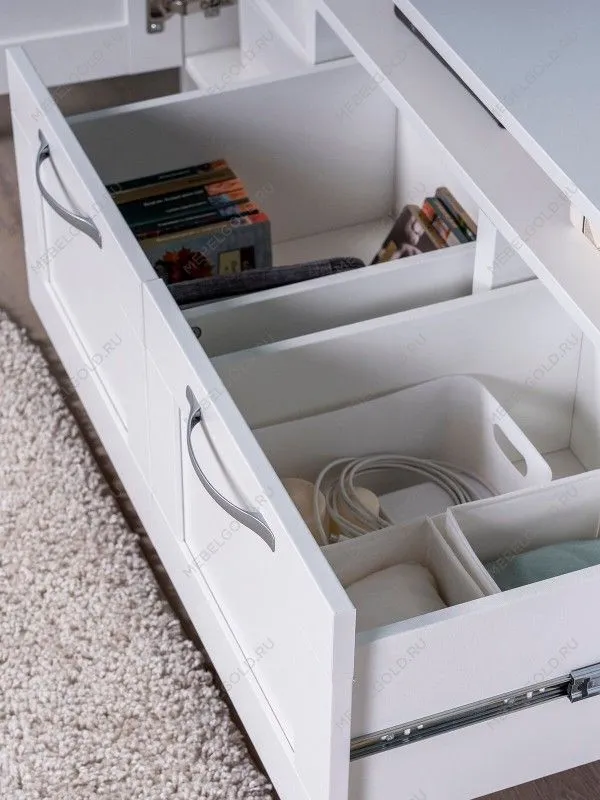 Тумба для ТВ Сириус, 2 двери и 2 ящика, 156х41х47 см, белая | изображение 4