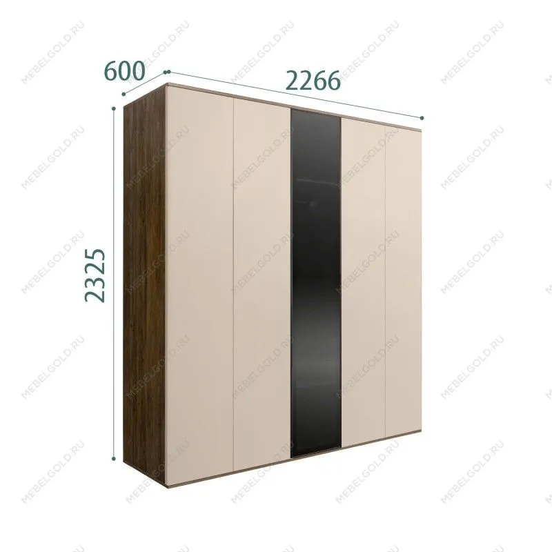 Шкаф 5-ти дв. Bogemia Woodline Air (Ваниль/Черный) БМШ2/5(1)