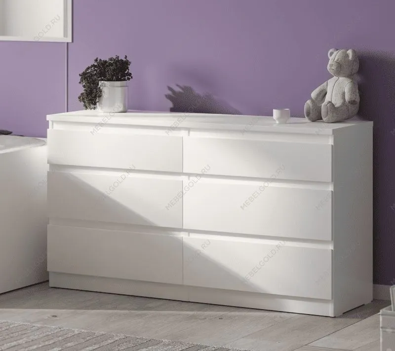 КАСТОР (KULLEN) комод ИКЕА / IKEA 6 ящиков белый | изображение 4