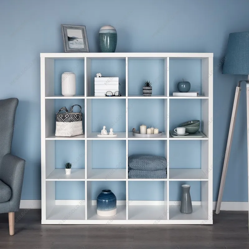 КАЛЛАКС / ФОРА Стеллаж ИКЕА / IKEA 16, широкий стеллаж с открытыми ячейками, тамбурат белого цвета | изображение 4