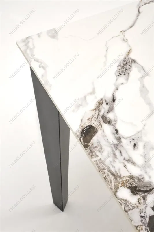 Стол обеденный Halmar FELIX раскладной (белый мрамор/черный) | изображение 7