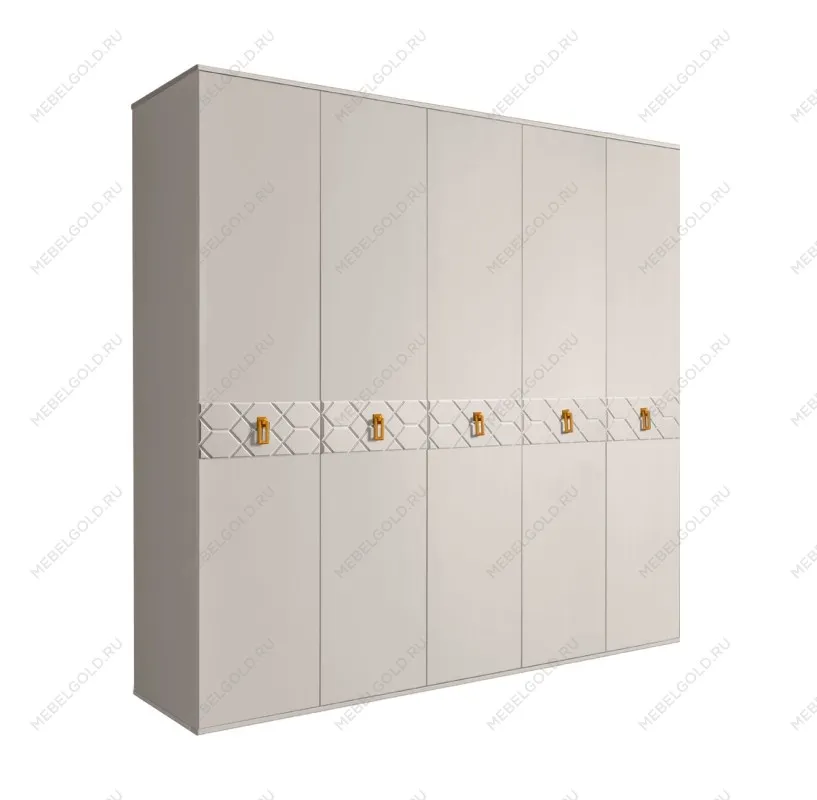 Шкаф 5-ти дв. Bogemia Farfalle (Шелк/Золото) БМШ2/5(Fa)