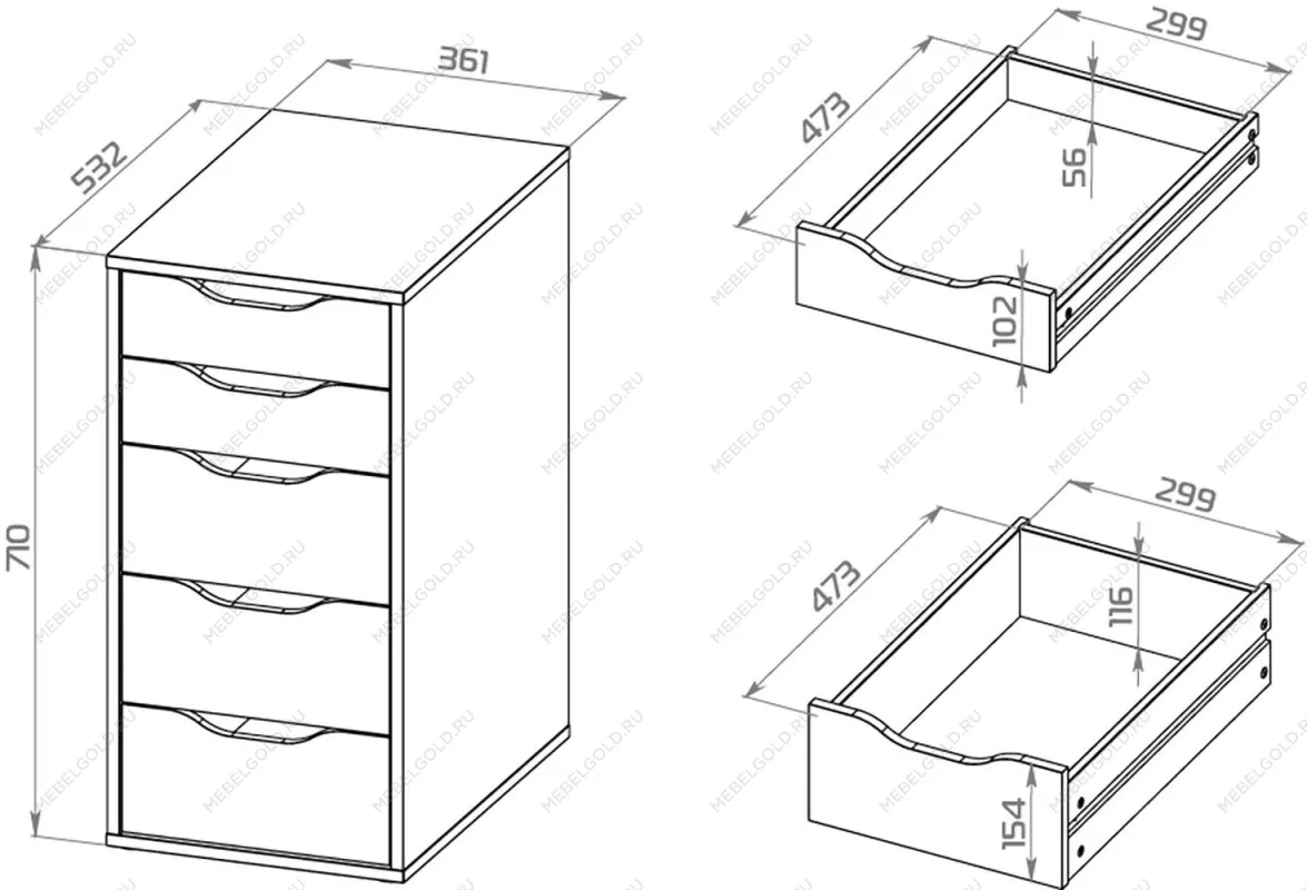 Комод Ингар, 5 ящиков, 36x71x53 см, белый | изображение 17