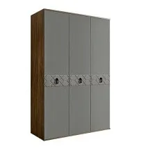 Шкаф 3-х дверный Bogemia Woodline Fa (Серый/Черный) БМШ2/3