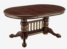 Стол АЗИЯ-М (Матовый лак/Темный орех/патина золото) 106х160х200х240