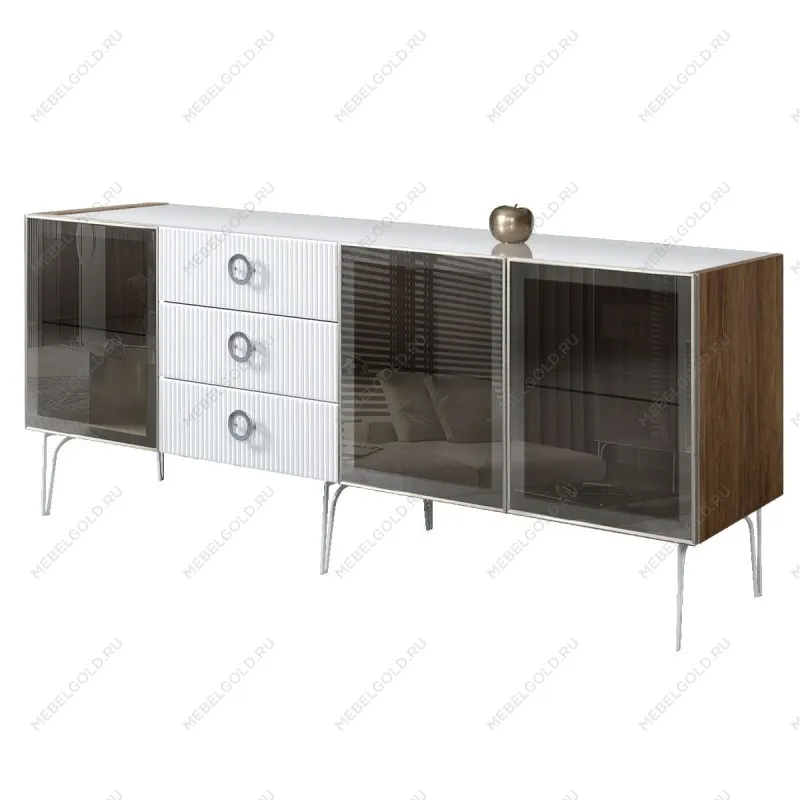 Комод 2.1м Bogemia Woodline Fi (Белый) (Lakobel/Хром) БМКМ-5[5]