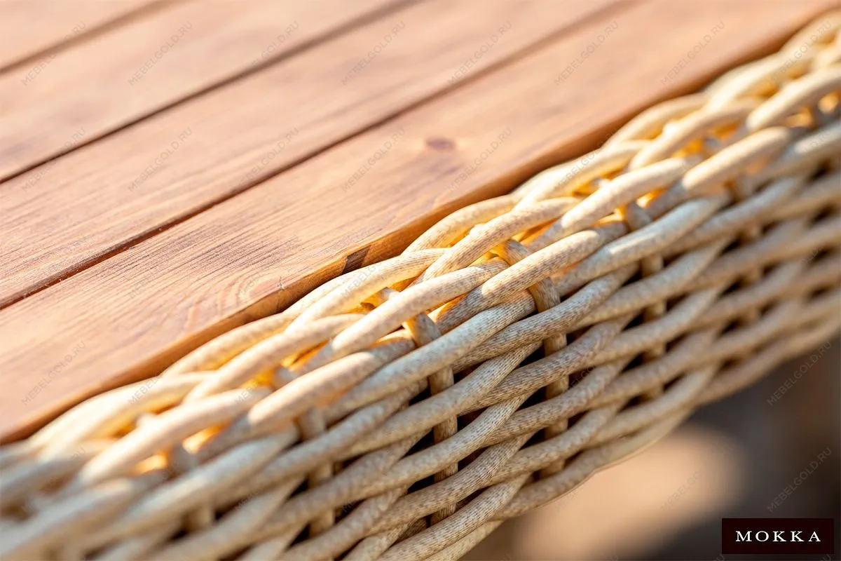 MOKKA BELLA стол прямоугольный с деревянной столешницей, соломенный | изображение 3