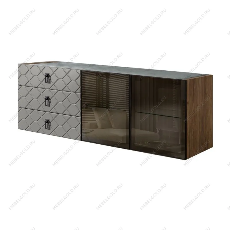 Комод 1.6м Bogemia Woodline Fly Fa (Серый) (Novabuk/Черный) БМКМ-4[5]