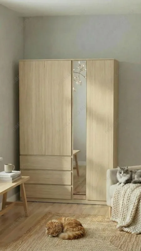 Варма Стор 144 шкаф распашной с зеркалом 222х144х57, дуб скандинавский | изображение 4