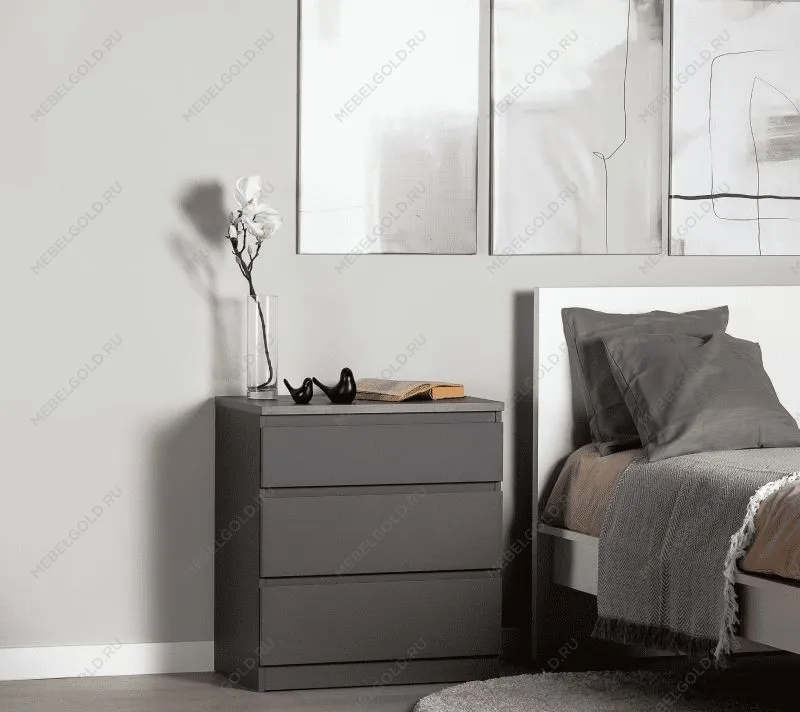 КАСТОР (KULLEN) комод ИКЕА / IKEA комод 3 ящика серый | изображение 4