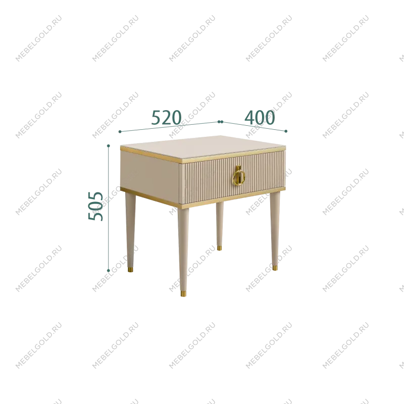 Тумба прикроватная Римини СОЛО (Ваниль/Золото) РМТП-1(s)