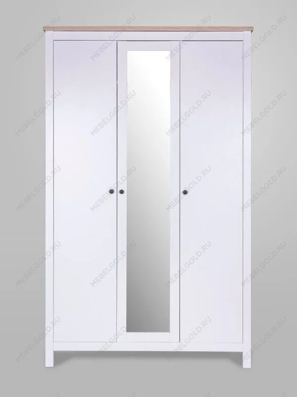 Шкаф распашной Сага, 3 двери, 132х64х215 см, белый/ясень | изображение 7