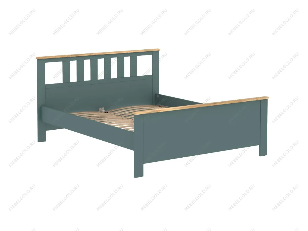 Кровать двуспальная Сага, 160х200 см, темно-бирюзовая/ясень | изображение 13