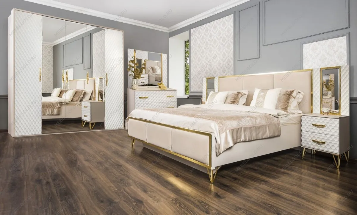 Спальня Лара 5-ств белый глянец