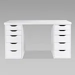 ИНГАР стол письменный ИКЕА / IKEA белый, 140x75, с двумя тумбами | изображение 2