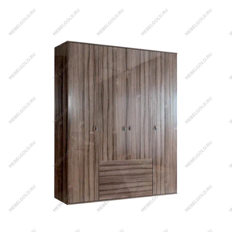 Шкаф 4-х дверный с ящиками Римини (Орех империя/Серебро) РМШ2/41