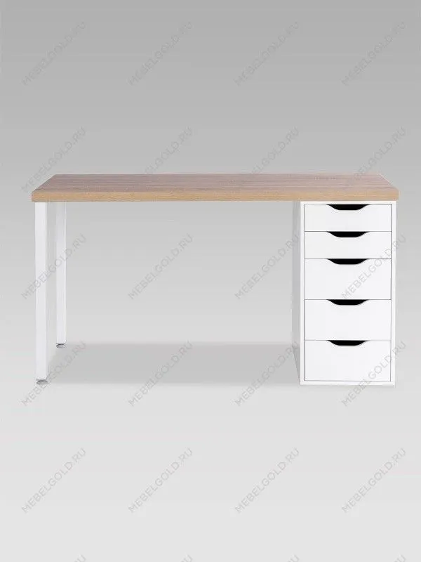 Стол письменный Ингар, 5 ящиков, 140х75х55 см, белый, столешница дуб беленый | изображение 7