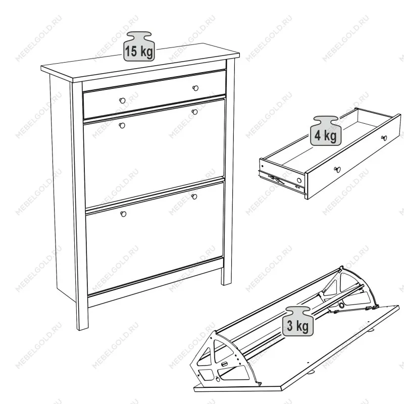 Обувница Сага с 2 откидными ящиками 92х122 темно-бирюзовая-ясень | изображение 12