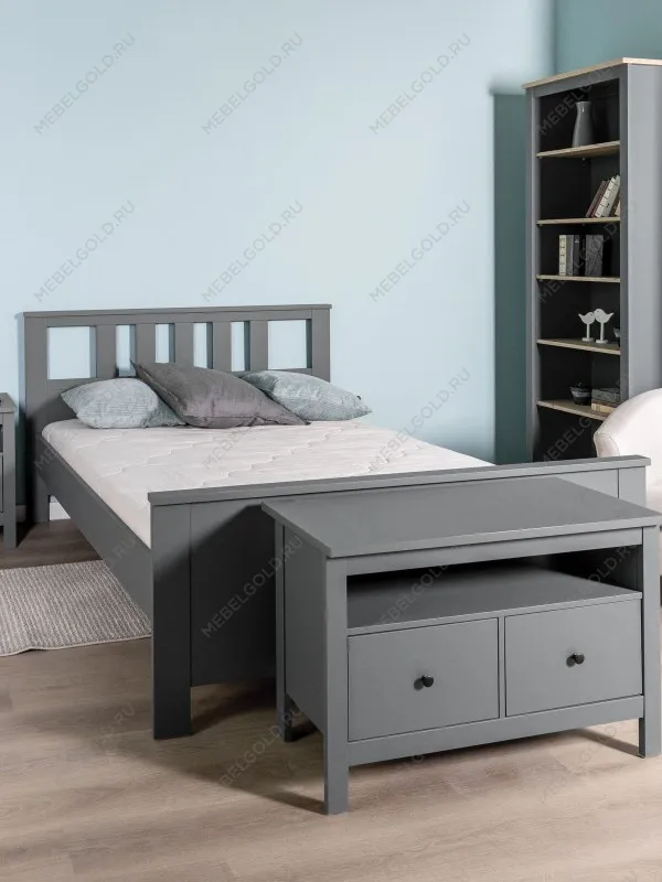 Кровать двуспальная Сага, 140х200 см, серая | изображение 1