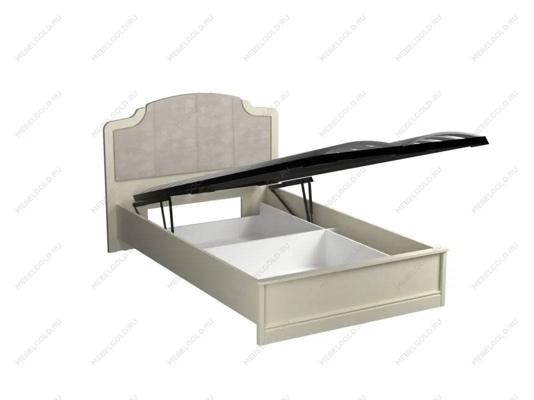 Кровать Люкс 1200 с подъемным механизмом, Сиена (1394*2110*1090), Береза бежевая рогожка