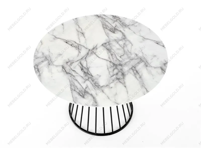 Стол обеденный Halmar BRODWAY (белый мрамор/черный) | изображение 1