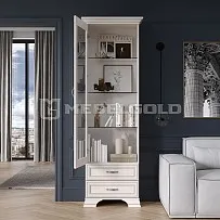 Шкаф с витриной Тиффани 1V2S вудлайн кремовый