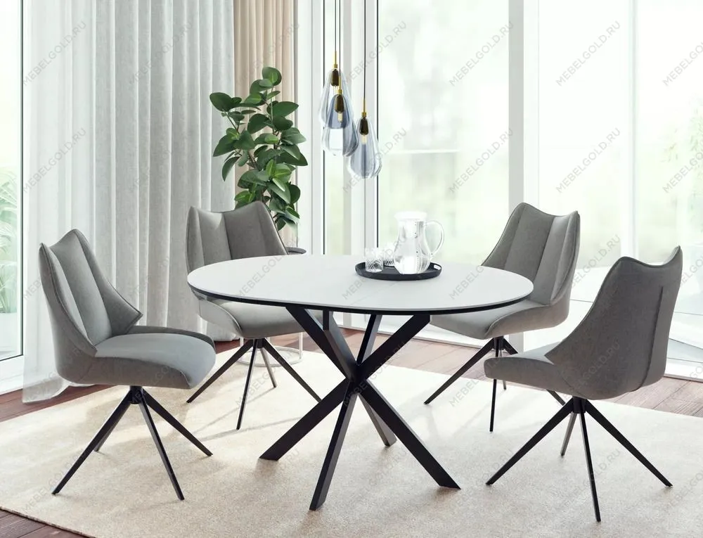 Стол обеденный Signal GASTON Ceramic 100 (белый/черный) | изображение 1