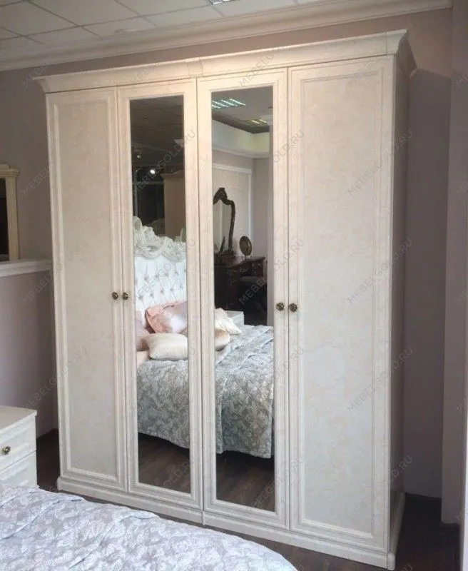 Шкаф Афина 4-дверный (1+2+1) с зеркалом крем корень | изображение 3