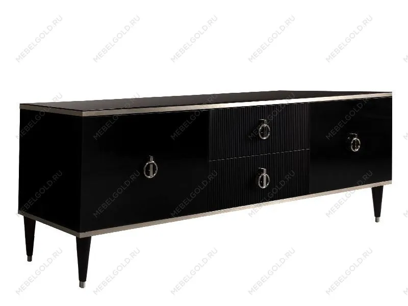 Тумба под телевизор Римини СОЛО (Черный/Серебро) РМТ-3(s)