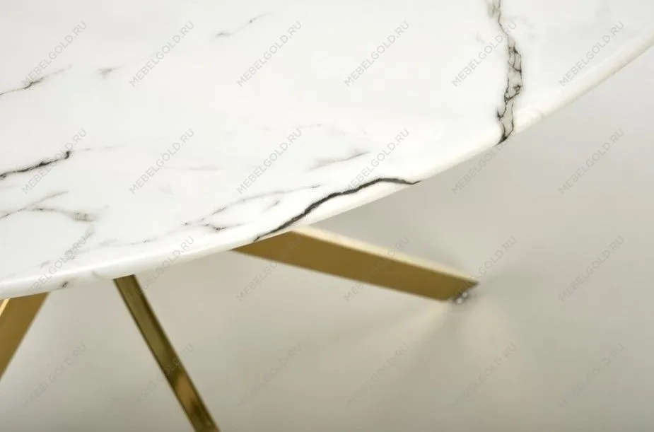 Стол обеденный Halmar RAYMOND 2 (белый мрамор/золотой) | изображение 7