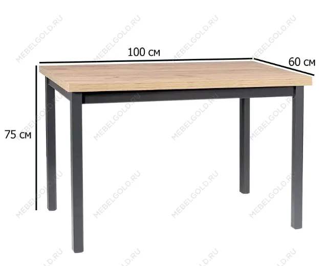 Стол обеденный Signal ADAM 100 (дуб артизан/черный) | изображение 1