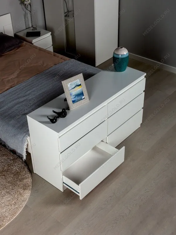 Комод Кастор, 6 ящиков, 129х40х71 см, белый | изображение 3
