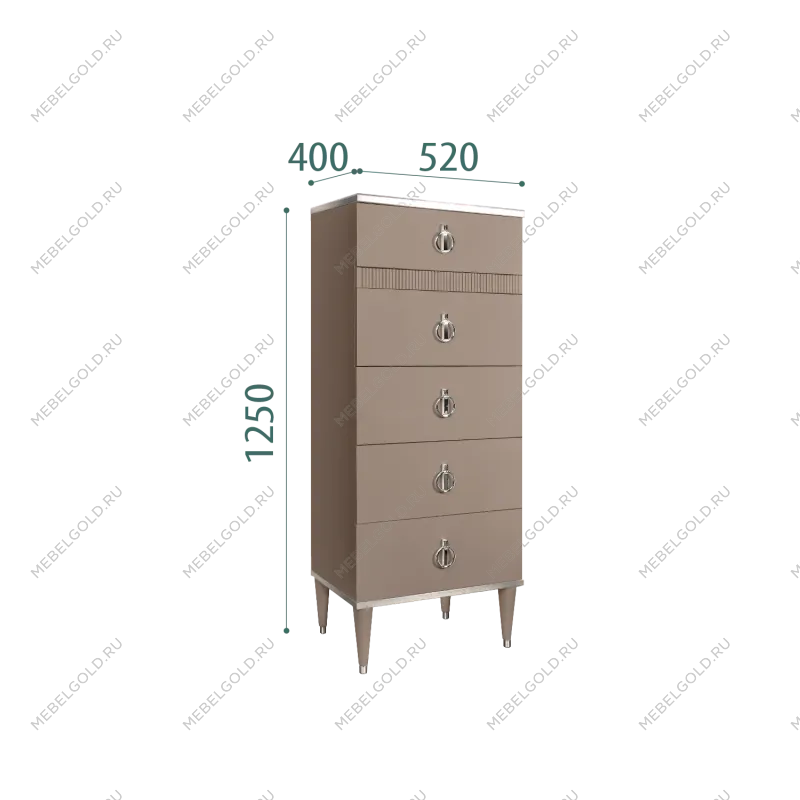 Шкаф 4-х дверный с ящиками Римини СОЛО (Серый/Золото) РМШ2/41(s)