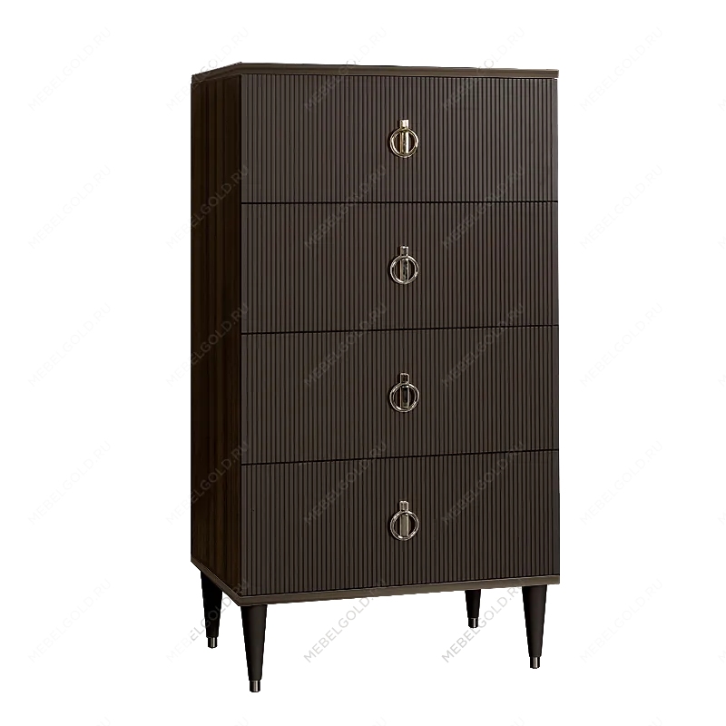 Комод 4 ящика Римини СОЛО (Орех империя/Серебро) РМКМ-6(s)