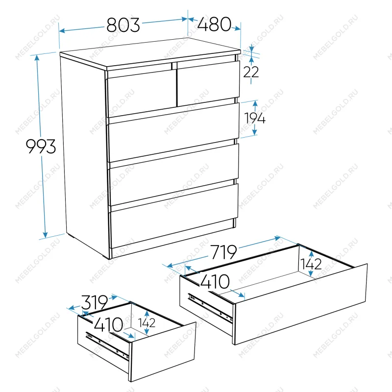 МАЛЬТА комод ИКЕА / IKEA 3+2 ящика 80х99 белый | изображение 4
