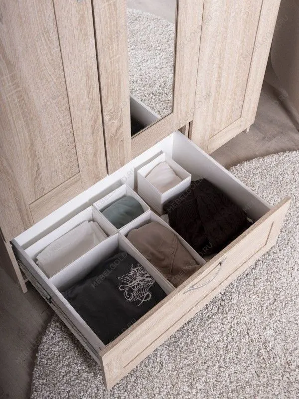 Шкаф Сириус, 3 двери и 1 ящик с зеркалом, 117х59х220 см, дуб сонома | изображение 3