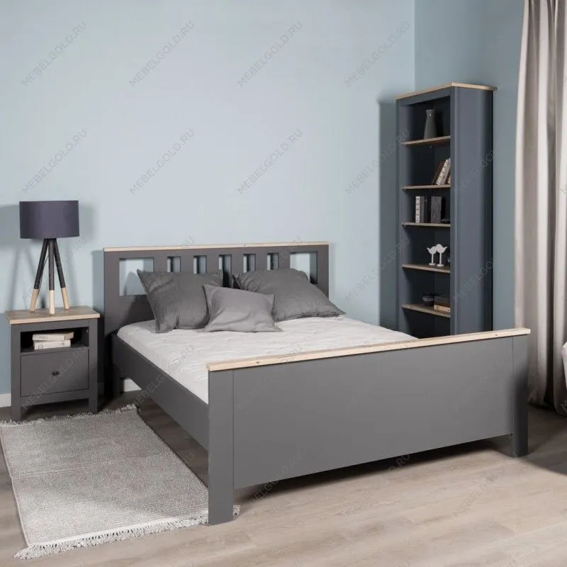 САГА кровать двойная 160х200 серая/ясень | изображение 4